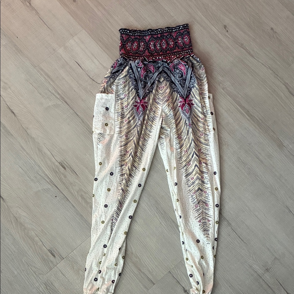 Set of 2 Bohemian High-Waist Printed Pants